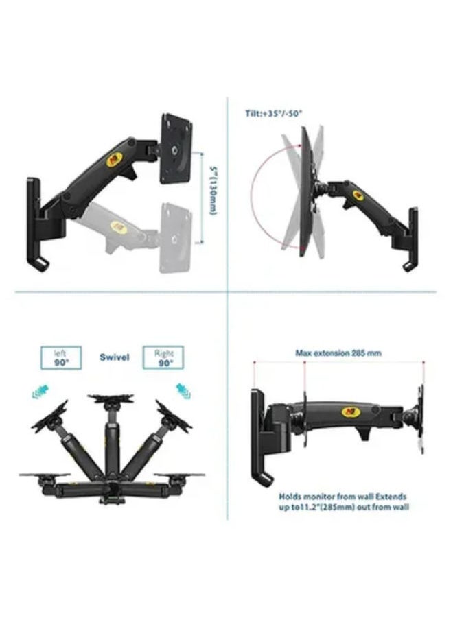 NB NORTH BAYOU - Adjustable TV Wall Mount With Gas Spring For 40 - 50 Inch Monitors Black - Image 1