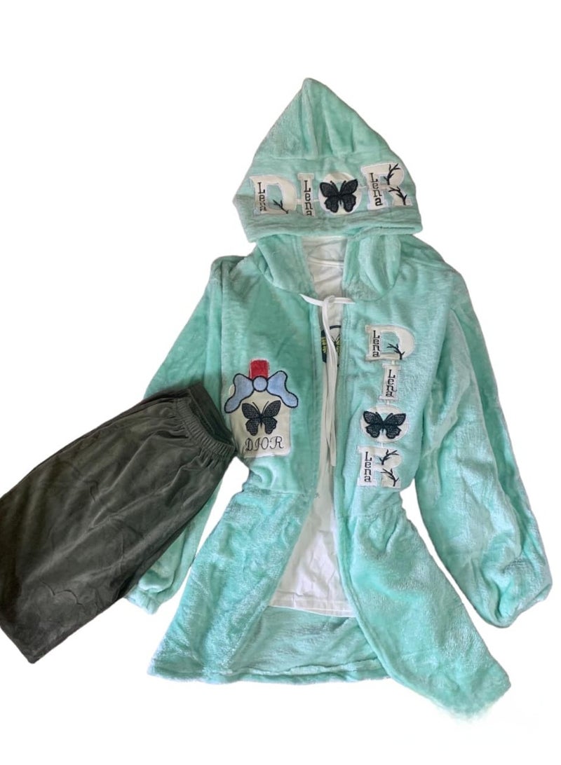 Women's winter pullover pajama set in velvet  - Image 2