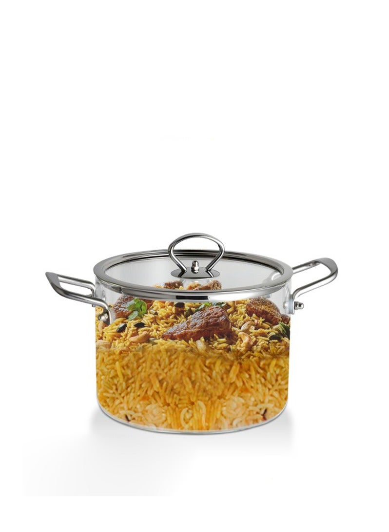 قدر زجاجي قابل للتسخين مع غطاء ومقبض استيل  - Image 1