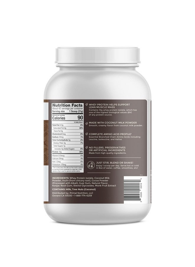 Primal Kitchen Primal Fuel Chocolate Coconut Whey Protein Powder, Gluten and Soy Free, 1.94 Pounds