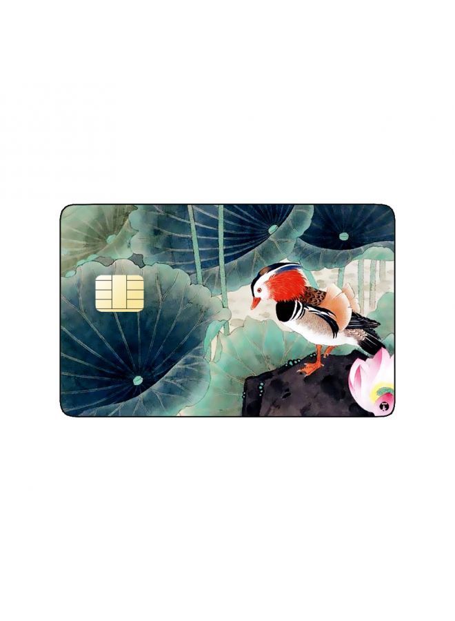 RKN PRINTED BANK CARD STICKER Beautiful Flowers And Bird Drawing - Image 1