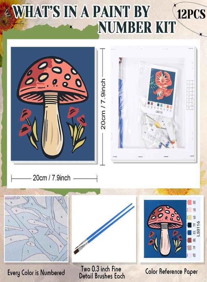 Nezyo 12 Sets Paint by Numbers Kit with Frame for Adult Beginners, Paint by Number DIY Acrylic Painting Canvas for Painting Party, Classroom Activity Birthday Gift, 8 x 8 Inch - Image 3