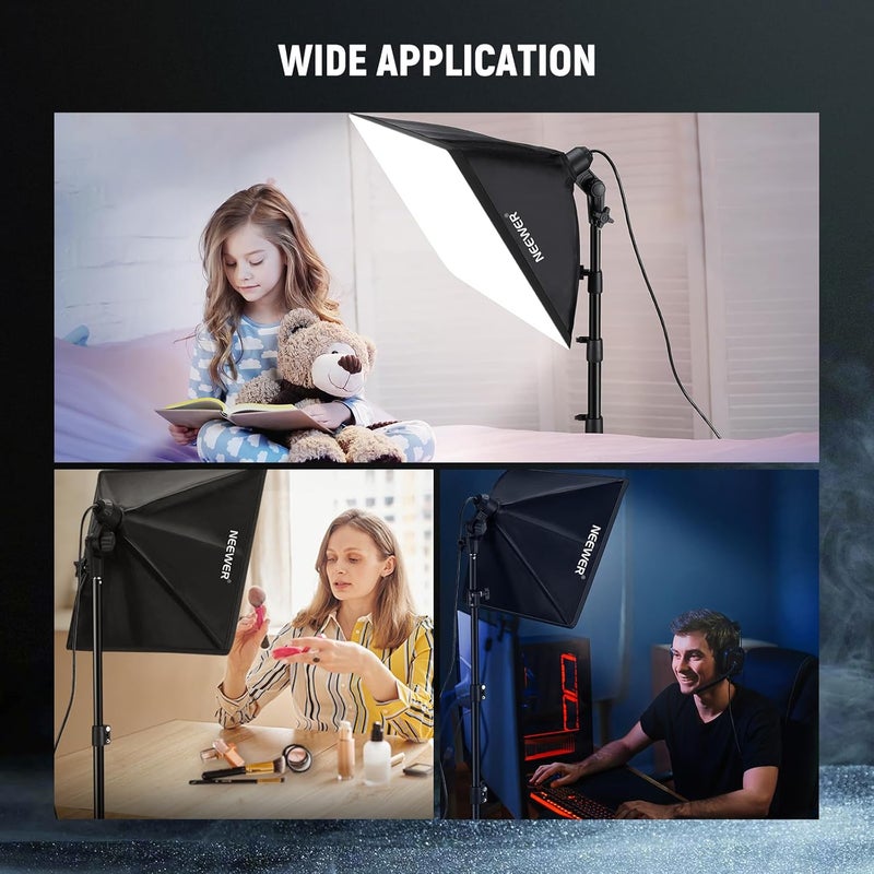 40x40cm Softbox Lighting Kit with 35W E27 LED Bulb (UK Plug) CE/UKCA Certified 5700K CRI93+, 180cm Light Stand for Photography Lighting TikTok Live Streaming Video Recording, SF40 - Image 4