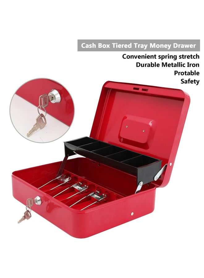 Cash Box, Money Tray, Key Lock, Money Lock Box, Cash Tray, Safe Lock Box with Key, Tiered, 4 Bill, 5 Coin Slots - Image 3