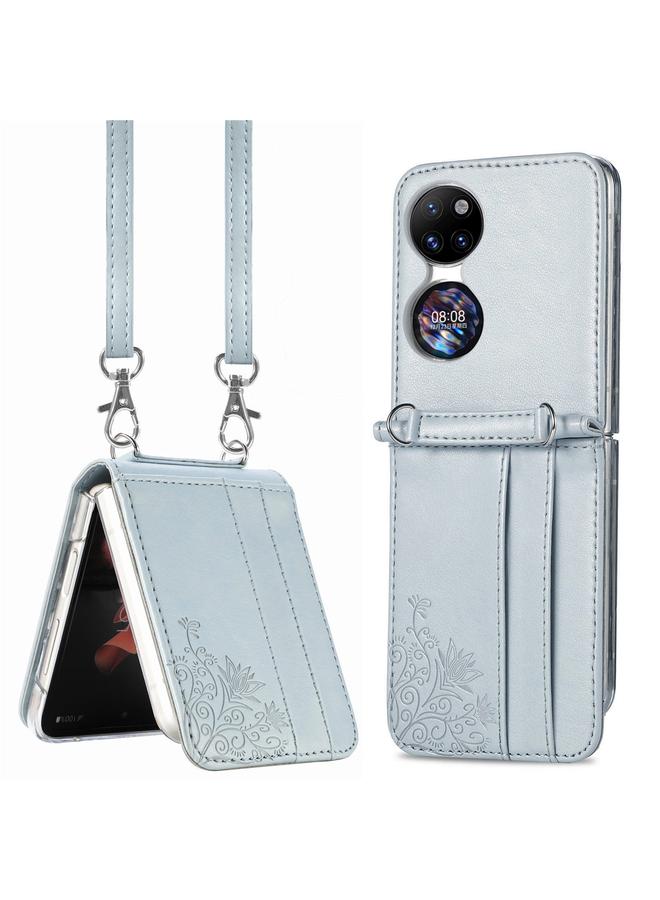 اس-توب جراب هاتف Huawei P50 القابل للطي بتصميم بطاقة منقوش قطريًا - Image 1