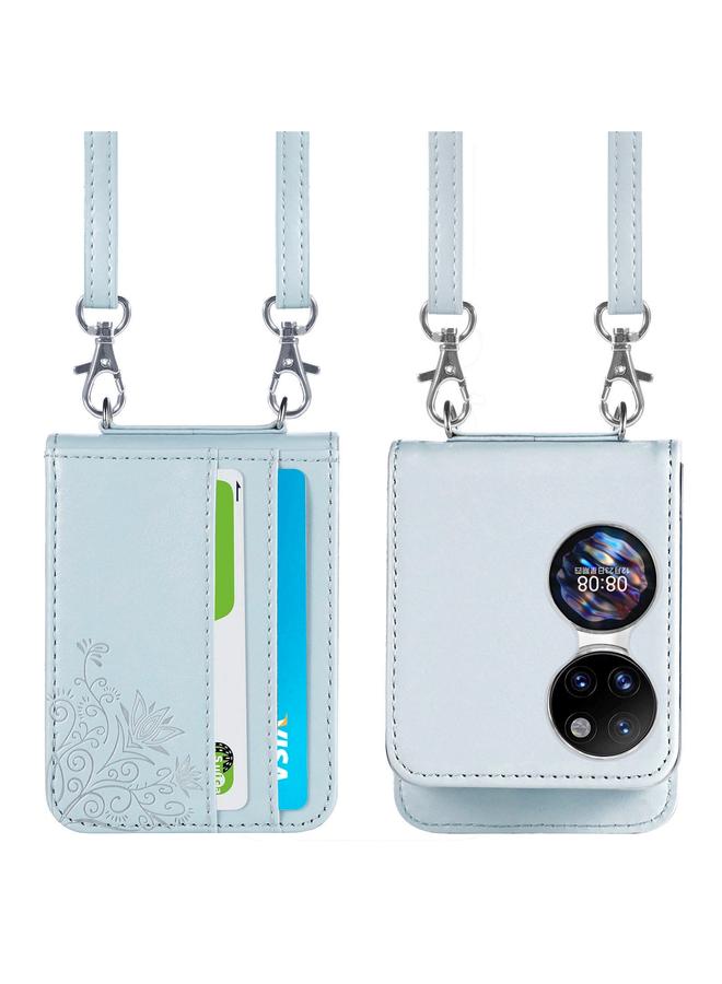 اس-توب جراب هاتف Huawei P50 القابل للطي بتصميم بطاقة منقوش قطريًا - Image 4