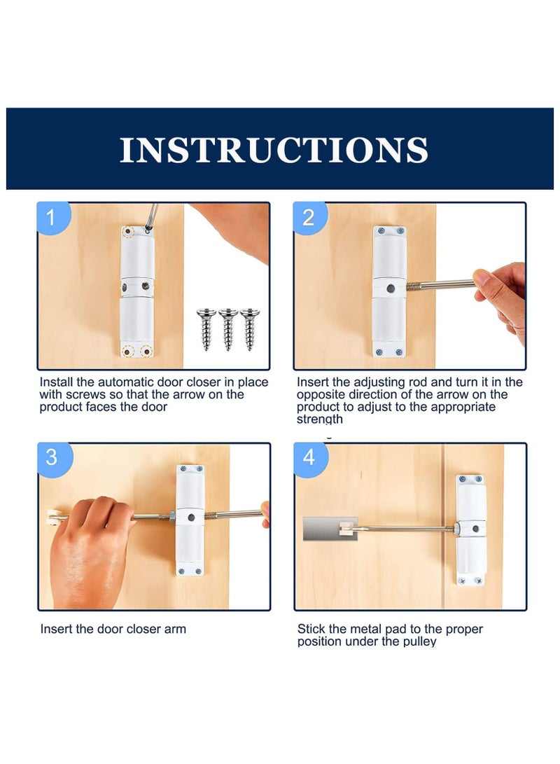 XiuWoo Automatic Door Closer Used for 50 kg, Zinc Alloy Safety Spring Door Closer Adjustable  Closing Door Hinge,White  - Image 4