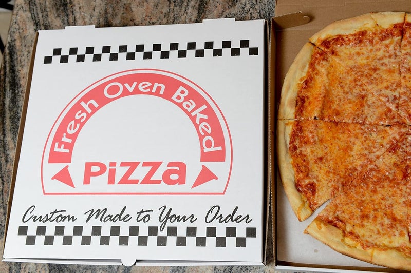 EcoQuality [5 Pack White Corrugated Cardboard Pizza Boxes 18x18 inch Clay Coated Lock Corner - Takeout Containers, Perfect Pizza Box, Kraft, Fresh Baked Design, Recyclable - Image 5
