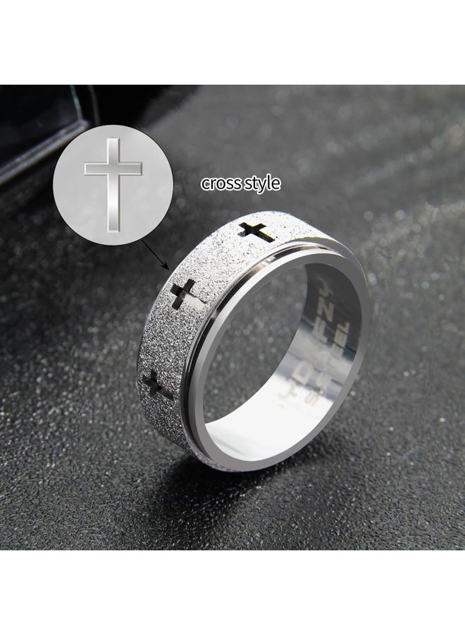 SYDNFZY Anxiety Spinner Ring for Men - Stainless Steel Fidget Spinner Ring, Band Cross Thumb Roating Rings for Stress Relief 8mm Anxiety Relieve Fidget Toys for Adults Ring Size 6 7 8 9 10 11, 10 - Image 5
