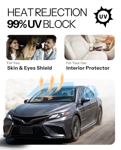 IAQWE 5% VLT Ceramic Car Window Tint Film 24 in x 15 ft Roll, High Heat Insulation, Privacy, Shatterproof & No Signal Interference - Image 2