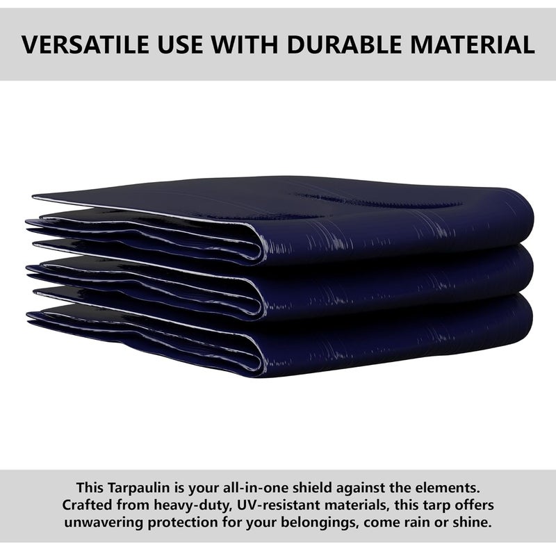 Kuber Industries Kuber Industries Tirpal 15x18 Feet Waterproof Tarpaulin Sheet EcoFriendly Tent Tirpal 120 GSM Tadpatri Tharpai Thadika Thappi Tarp Lightweight Premium Tirpal Blue - Image 2