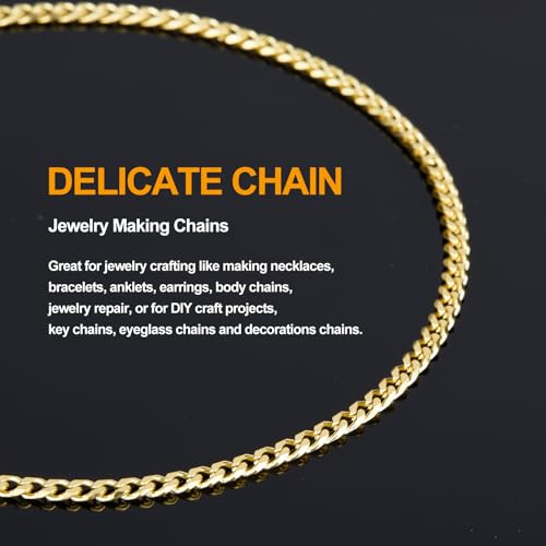 KYUNHOO 16.4FT/5M Stainless Steel Chains for Jewelry Making 18K Gold Chain Spool 5MM Curb Links for Women Mens Crafting with Lobster Clasps Jump Rings - Image 4