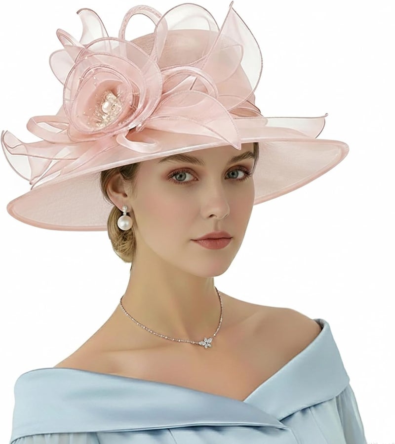DRESHOW Fascinators Hat Flower Mesh Ribbons Feathers on a Headband and a Clip Tea Party Headwear for Girls and Women - Image 2