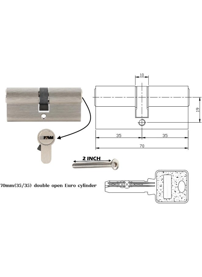 Biella Door Lock Cylinder 70Mm (35-35) With 5 Computer Keys Lock Anti-Rust Suitable For Wooden Doors, Aluminum Doors  - Image 2