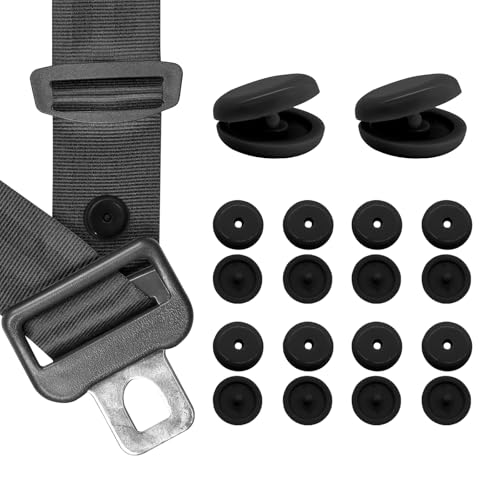 FSTURIOS 10 Sets Seat Belt Button Stop Snapon Seatbelt Stopper Prevent Buckle from Sliding Down Universal Fit Stopper Button Plastic Seat Belt Buckle Clip Stop Car Accessories Black - Image 1