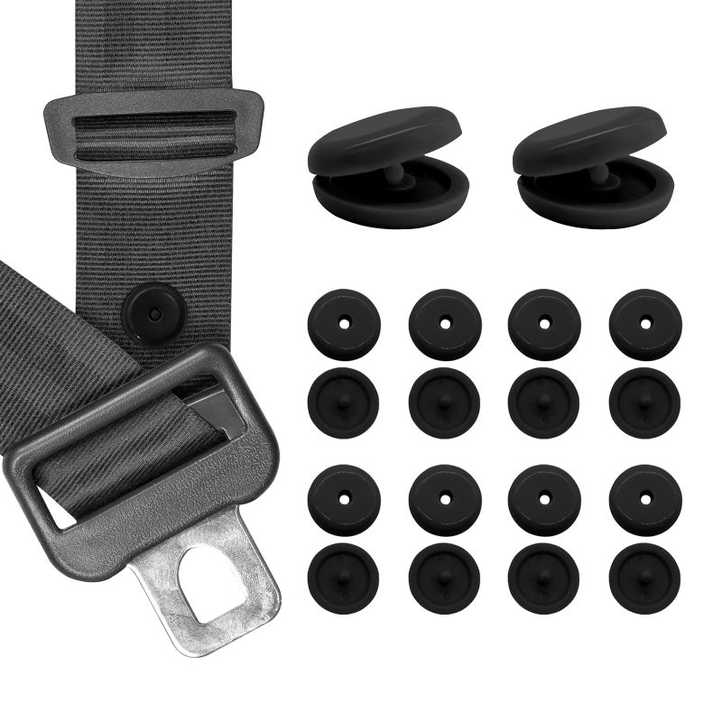 FSTURIOS 10 Sets Seat Belt Button Stop Snapon Seatbelt Stopper Prevent Buckle from Sliding Down Universal Fit Stopper Button Plastic Seat Belt Buckle Clip Stop Car Accessories Black - Image 3
