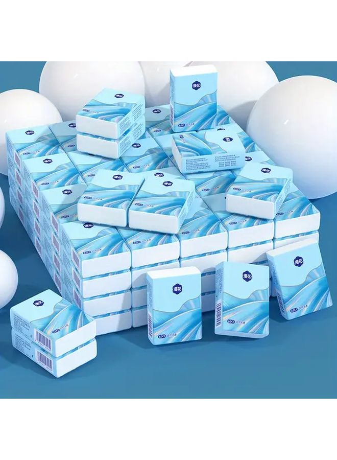10 Packs Water Resistant Mini Facial Tissues Portable Pocket Sized Blue Wave Design - Image 3