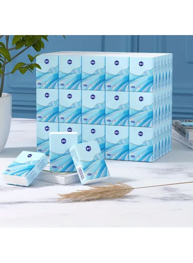 10 Packs Water Resistant Mini Facial Tissues Portable Pocket Sized Blue Wave Design - Image 2