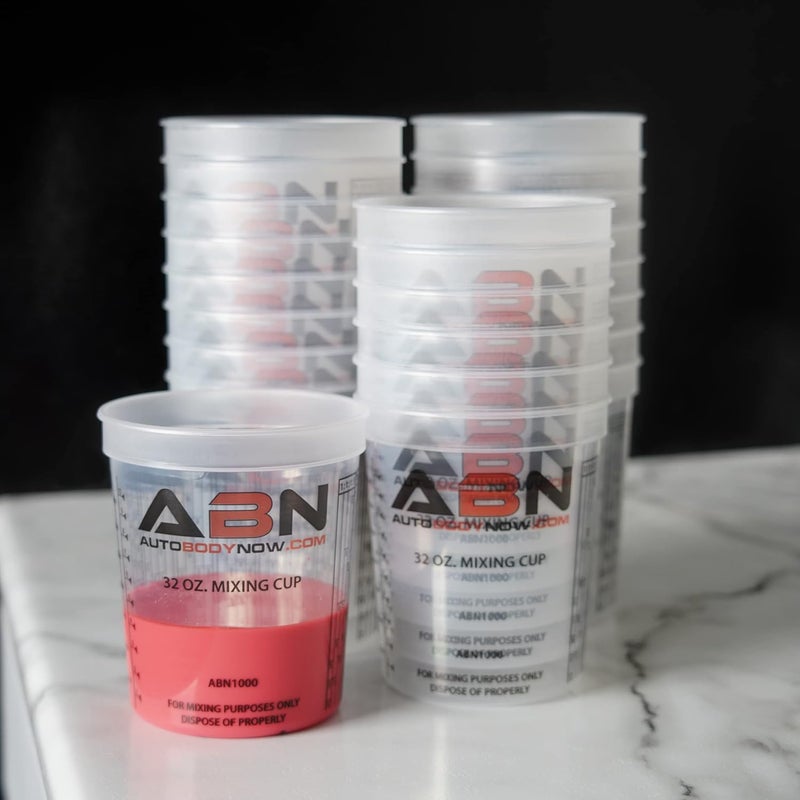 ABN 32oz Automotive Paint Mixing Cups 1pk - 1QT Plastic Measuring Mixing Cups for Epoxy Resin, Activator, or Thinner - Image 1