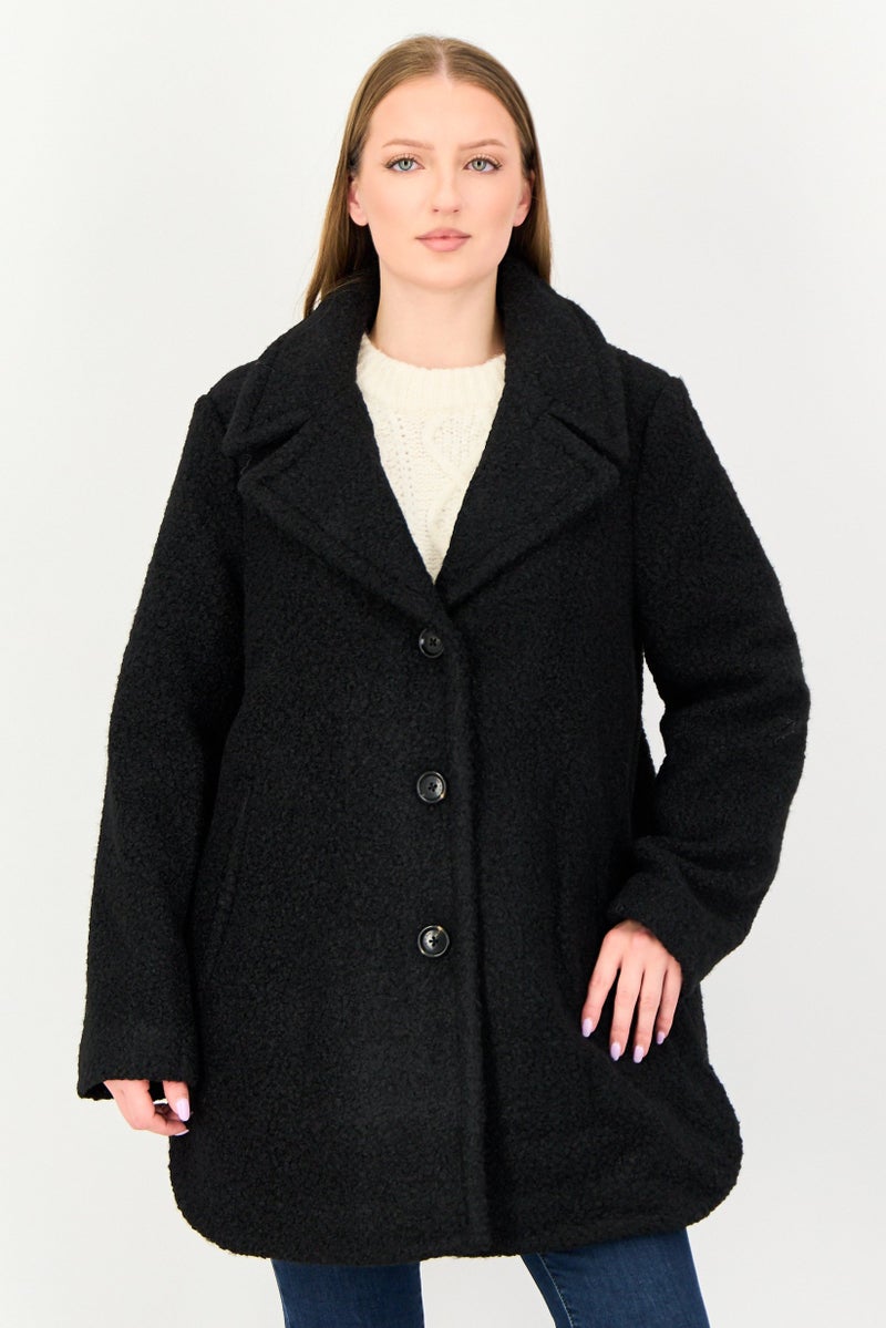 ANNE KLEIN Women Textured Softshell Jacket, Black - Image 1