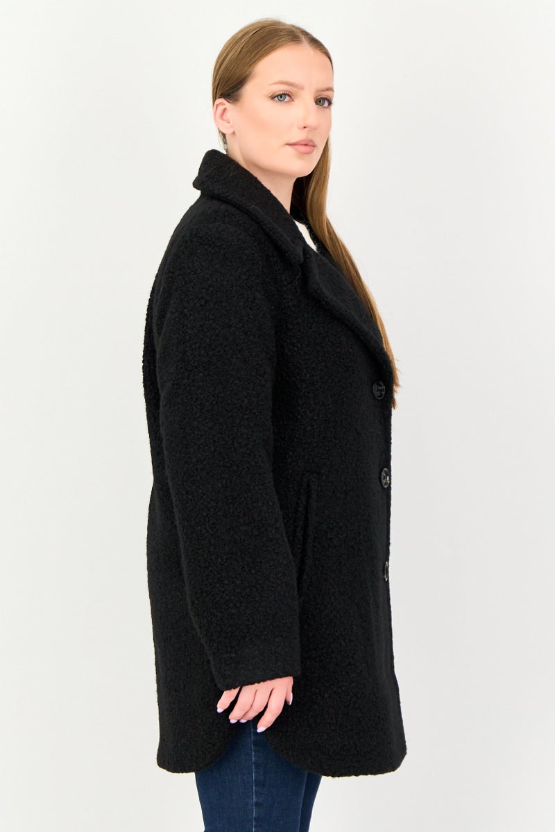 ANNE KLEIN Women Textured Softshell Jacket, Black - Image 2