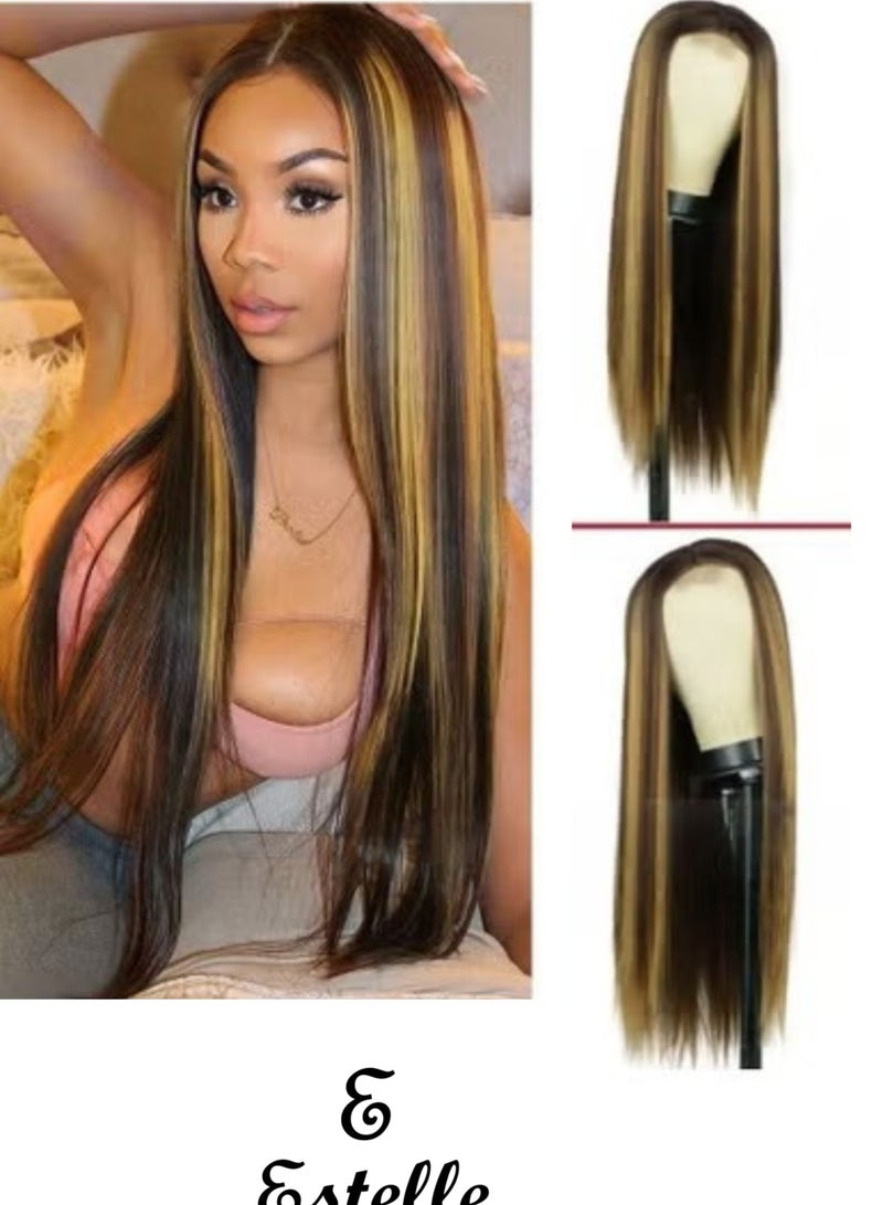 إستيل أزياء استيل باروكة دانتيل أمامية صغيرة للنساء. (مستقيم طويل ميكس كولور 4/27) - Image 1