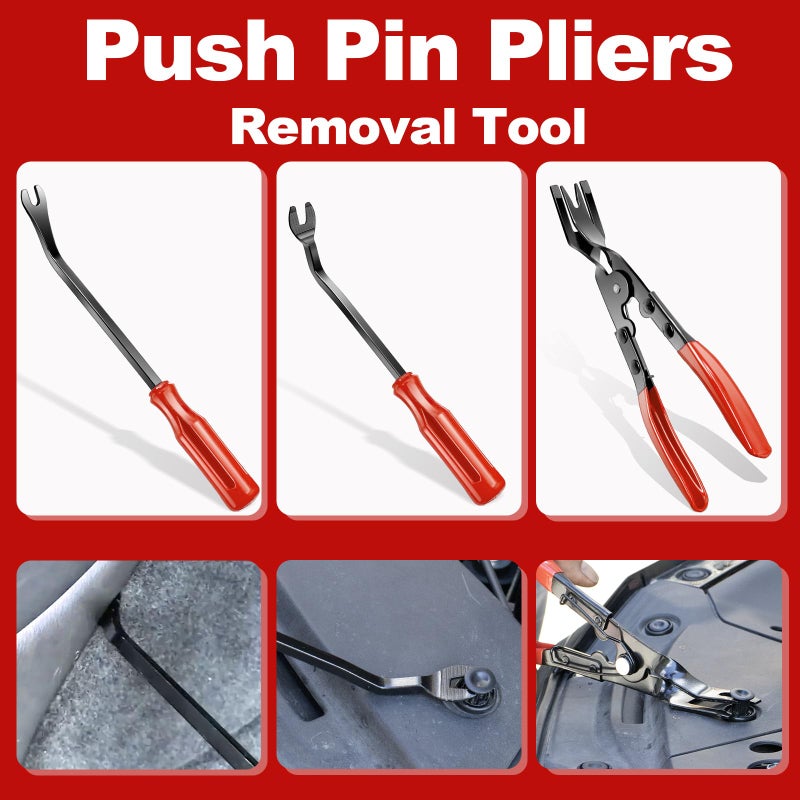 Keze 24Pcs Trim Removal Tool Set with Pick & Clip Removal Tool, Sticker Scraper, Automotive Plastic Pry Tool, Car Panel Door, Stereo, Fastener Remover Kit, for Auto Interior, Molding, Dash(Red) - Image 5