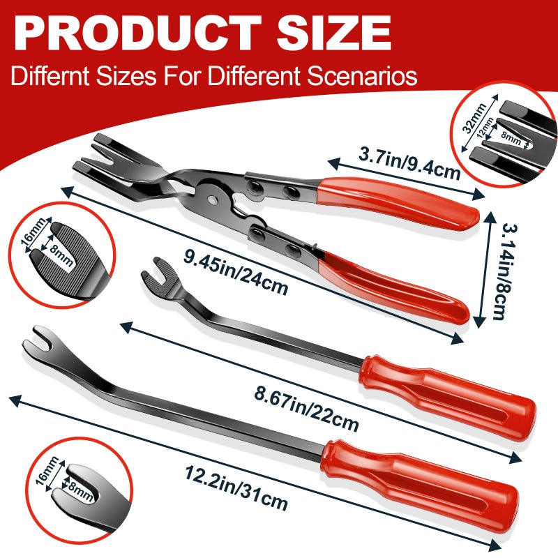 Keze 24Pcs Trim Removal Tool Set with Pick & Clip Removal Tool, Sticker Scraper, Automotive Plastic Pry Tool, Car Panel Door, Stereo, Fastener Remover Kit, for Auto Interior, Molding, Dash(Red) - Image 4