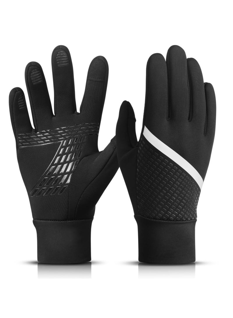 Winter Kids Warm Sports Gloves, Touchscreen Anti-Slip Cold Weather Bike Glove, Anti-slip Palm & Reflective Printing, Multipurpose for Running Mountain Snow Ski Boys Girls 6-12 Years