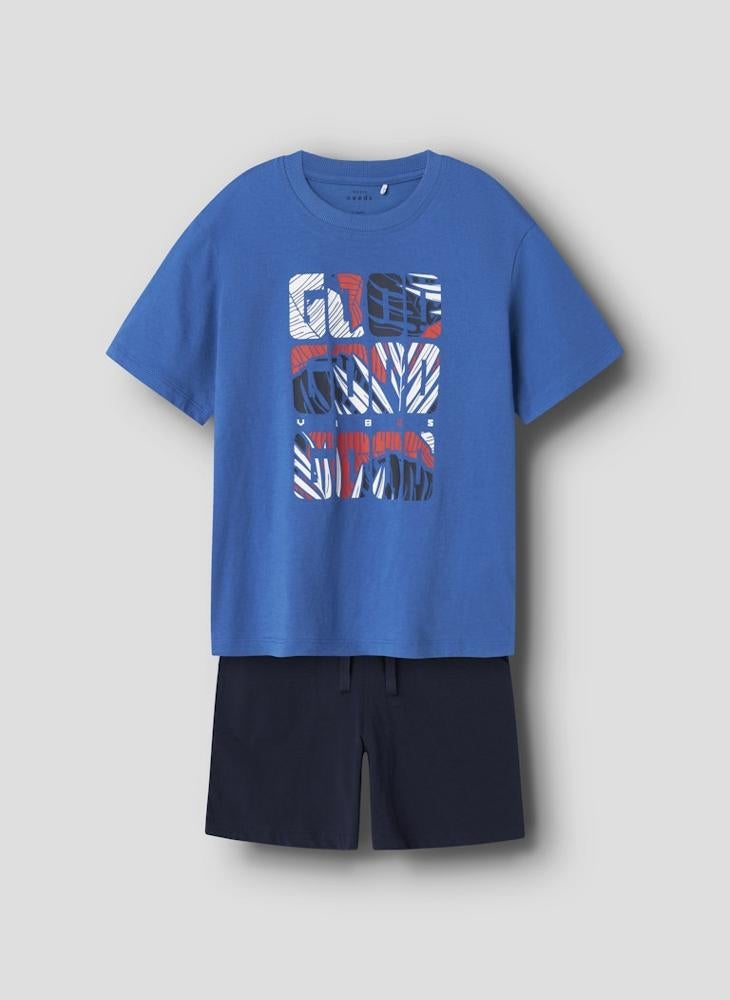 نيم ات - Kids Graphic Crew Neck T-Shirt And Short Set - Image 1