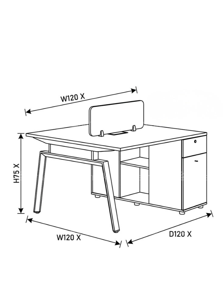 Karnak Azteca 2 Person Office Workstation Desk with Privacy Screen & Storage Drawers Mechanical Lock Computer Table (Oak khaki) - Image 5