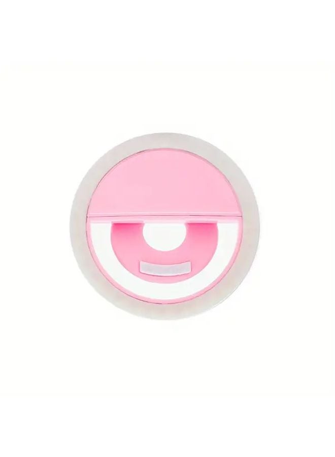 Pink Rechargeable LED Ring Light For Selfies Live Streaming Dual Power Mode USB Battery - Image 4