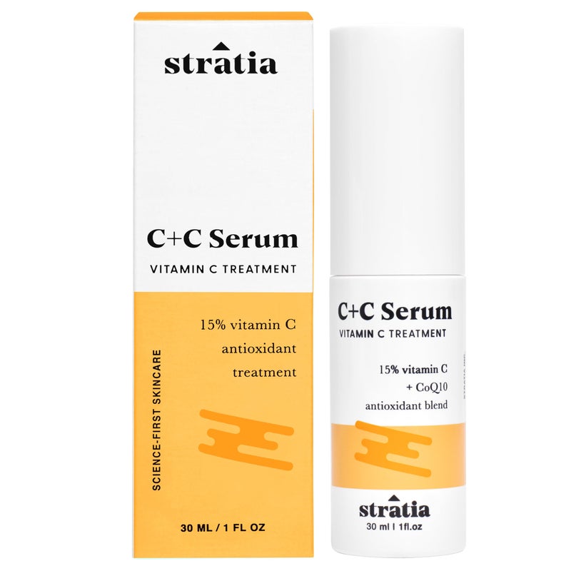 Stratia C+C Vitamin C Serum â€“ 15% Potent Formula with 10% L-Ascorbic Acid for Bright, Even-Toned Skin - Non-Irritating, Water-Free Antioxidant Face Cream, 1 Fl Oz - Image 1