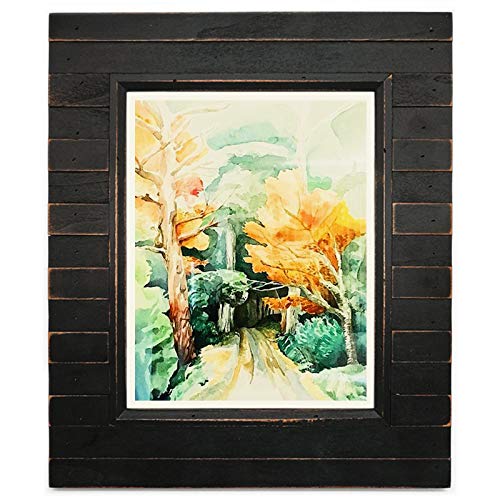 Eosglac 8x10 Picture Frame Distressed Black Timbermount Rustic Photo Frame with Wood Siding Look Tabletop or Wall Display