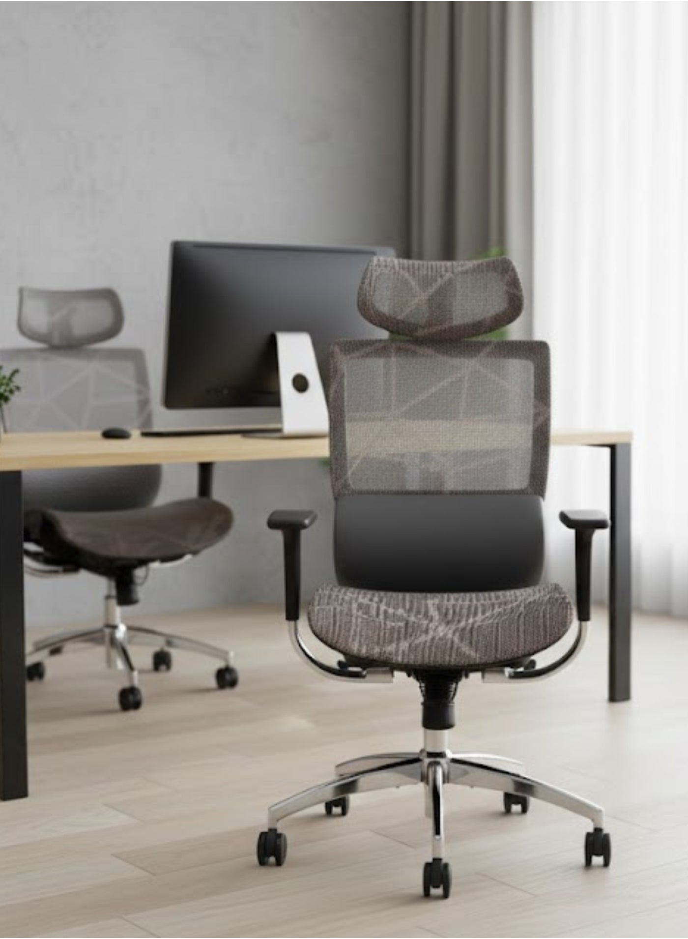 FURALUX Modern High Back Mesh Office Chair, Ergonomic Swivel Chair with Breathable Mesh Backrest, Full Head Support & Adjustable Height for Office and Home Use