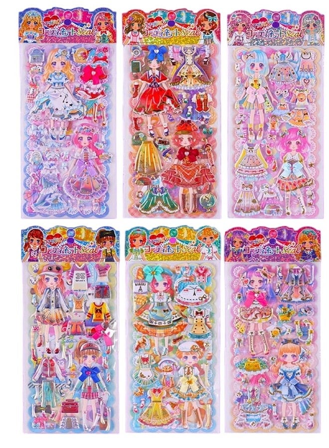 DEOXY Pack of 6 Stickers for Boys and Girls, 3D Stickers for Girls, Aesthetic Sticker, Cute Stickers, Foam Sticker for Kids, Craft Stickers, Self Adhesive Sticker(DX-0018) - Image 1