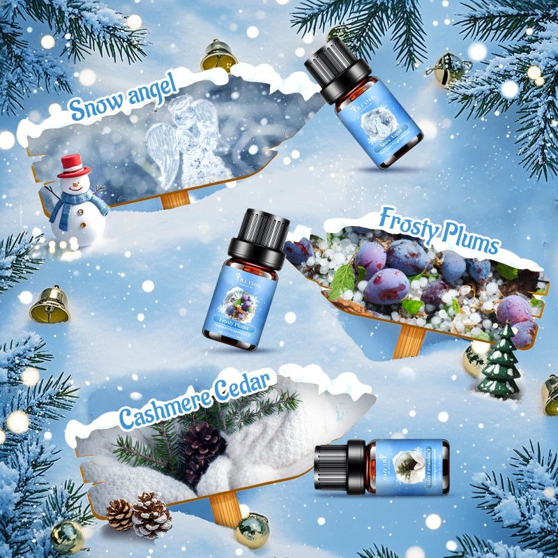 OleaVox Winter Essential Oils Set, 6 Premium Holiday Fragrance Oil for Diffuser, Candle & Soap Making, Frozen Magic, Winter Wonderland, Hot Cocoa, Frosted Fir, Warm Sweater, Log Fire, Scented Oils for Home - Image 4