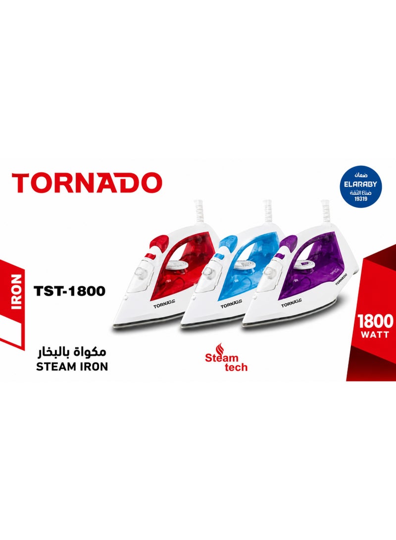 تورنيدو مكواة بخار تورنيدو (TORNADO) الاحترافية بقوة 1800 وات - قاعدة سيراميك مضادة للالتصاق وشاشة تحكم رقمية - موديل TST-SE1800. متعددة الألوان - Image 4