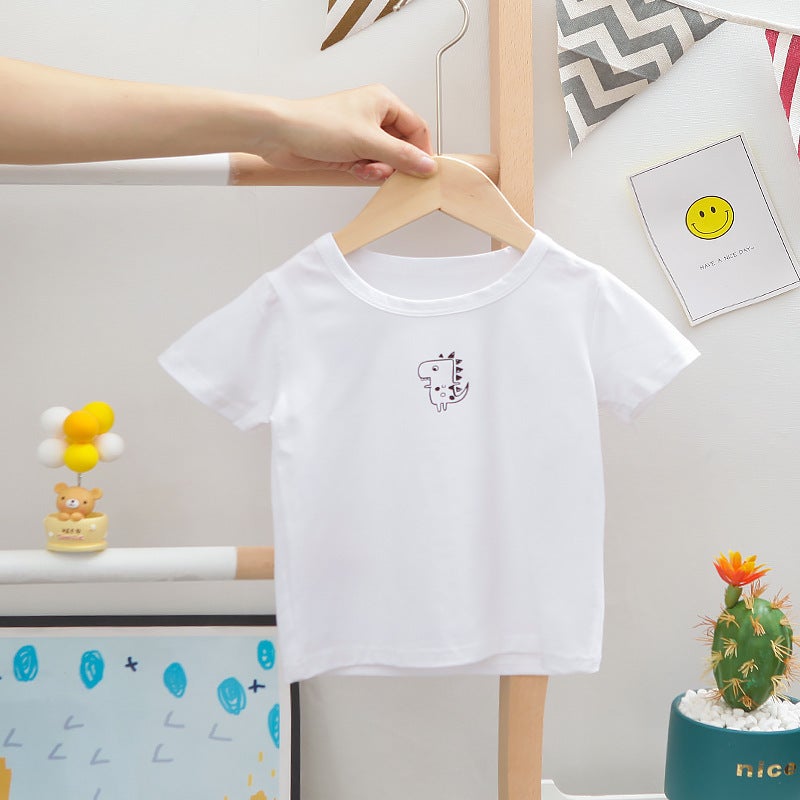 2021 Summer New Foreign Trade Boys and Girls Korean Style Short-sleeved Suit Children's Cartoon T-shirt Denim Strap Two-piece Set - Image 5