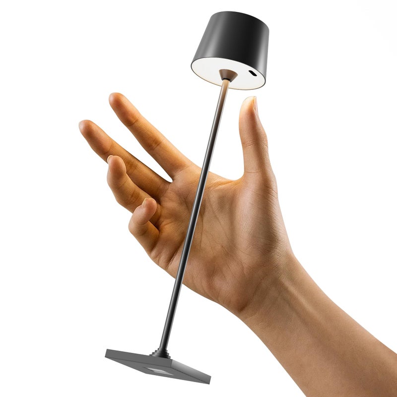 Timjorman Compact Cordless Table Lamp, Rechargeable LED Night Light, Dual Light Source (RGB Top & Warm Bottom), Touch Control & Timer, Metal Lamp for Bedroom & Kids Room (Black 1pack) - Image 1