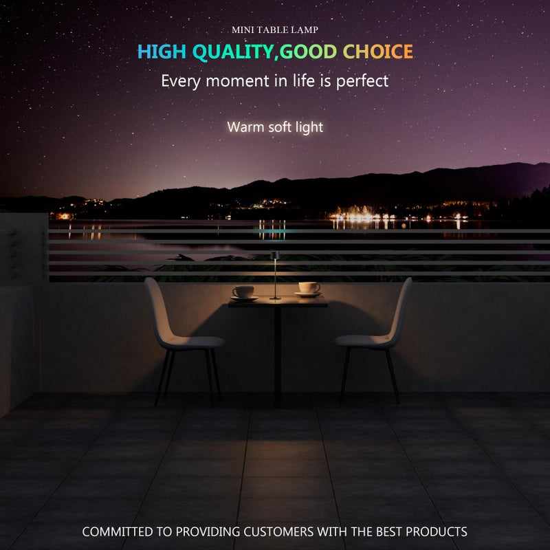 Timjorman Compact Cordless Table Lamp, Rechargeable LED Night Light, Dual Light Source (RGB Top & Warm Bottom), Touch Control & Timer, Metal Lamp for Bedroom & Kids Room (Black 1pack) - Image 2