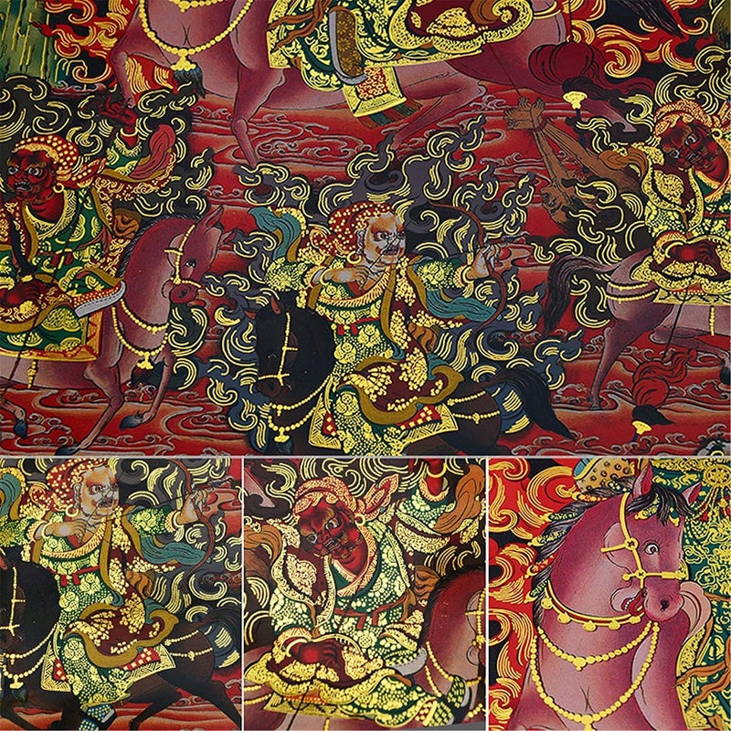 Scroll Hanging Painting,chinese scroll painting，Tibetan Thangka Wall Hanging Brocade,Buddhist Tapestry,Tsiu Marpo(The Dharma Protector,The Enlightened Demon), Tibetan Thangka Painting Art,Buddha Tapes - Image 5