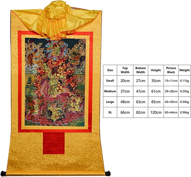 Scroll Hanging Painting,chinese scroll painting，Tibetan Thangka Wall Hanging Brocade,Buddhist Tapestry,Tsiu Marpo(The Dharma Protector,The Enlightened Demon), Tibetan Thangka Painting Art,Buddha Tapes - Image 4