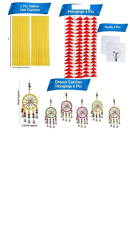 Ballyloony Haldi DecorationFestival DecorationFestive Decoration Set of 18Pcs Traingle Hangings for with Yellow Backdrop Cloth for Decoration Set Haldi DecorationPack of 18 - Image 2