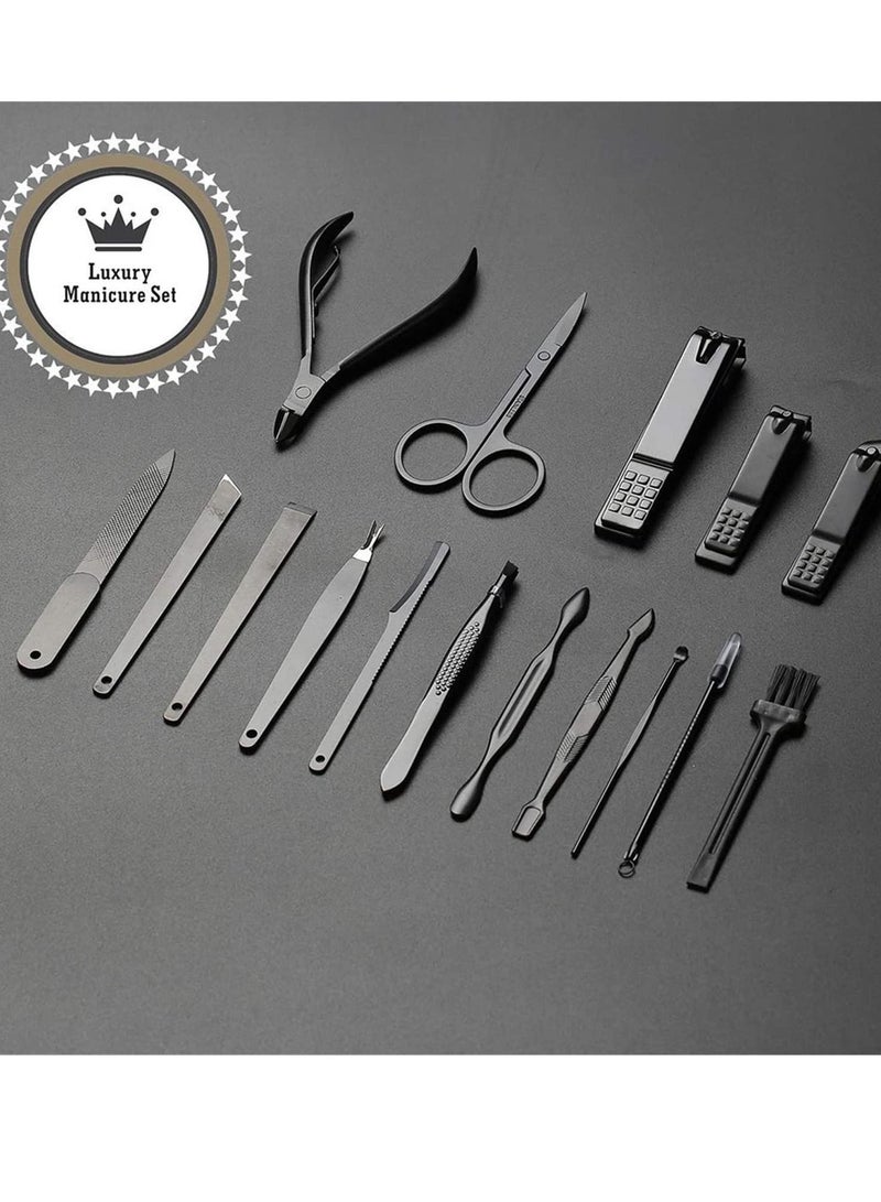 Generic Arabest Nail Clipper Set,16 in 1 Stainless Steel Nail Care Kit, Professional Nail Clipper Pedicure Set Grooming Kit, Travel Manicure Set with PU leather case, Nail Care Tools Women and Men (brown-01) - Image 5
