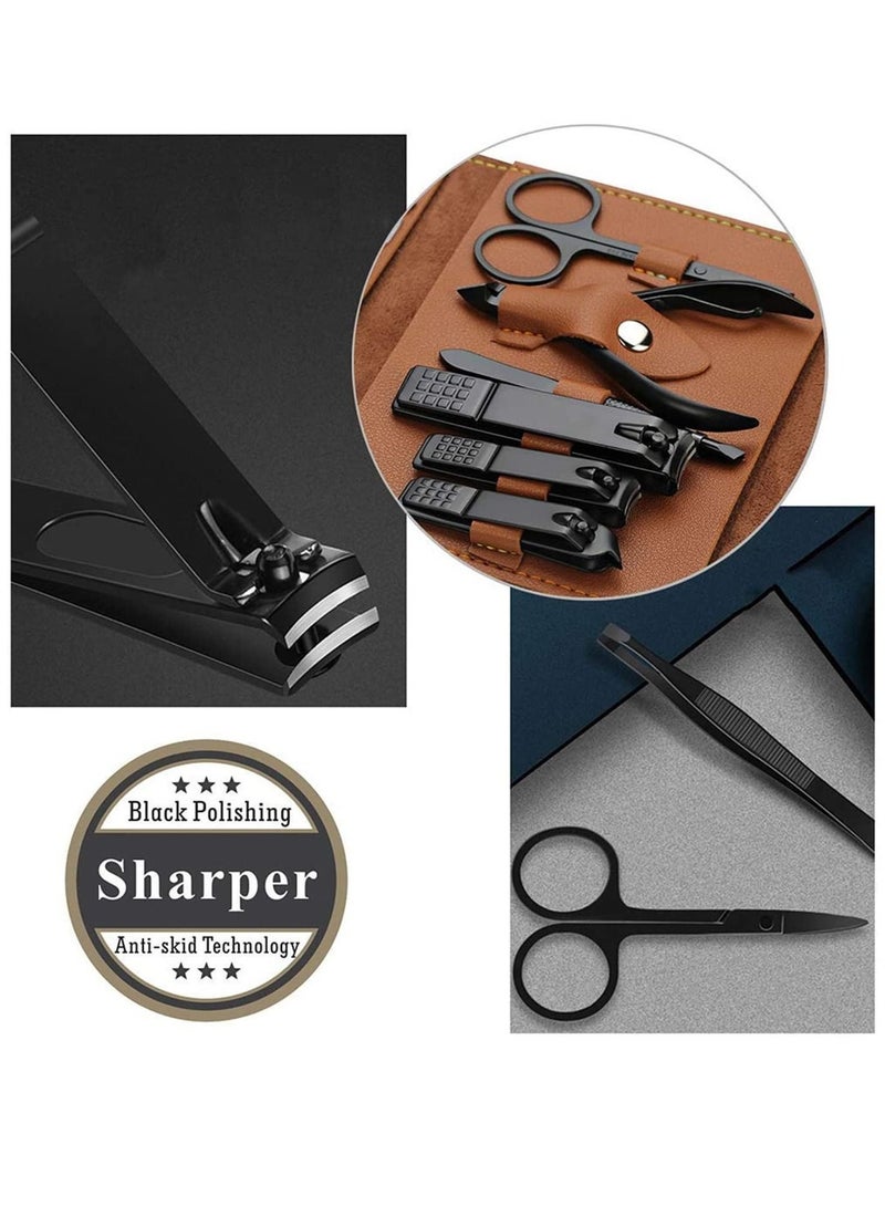 Generic Arabest Nail Clipper Set,16 in 1 Stainless Steel Nail Care Kit, Professional Nail Clipper Pedicure Set Grooming Kit, Travel Manicure Set with PU leather case, Nail Care Tools Women and Men (brown-01) - Image 2