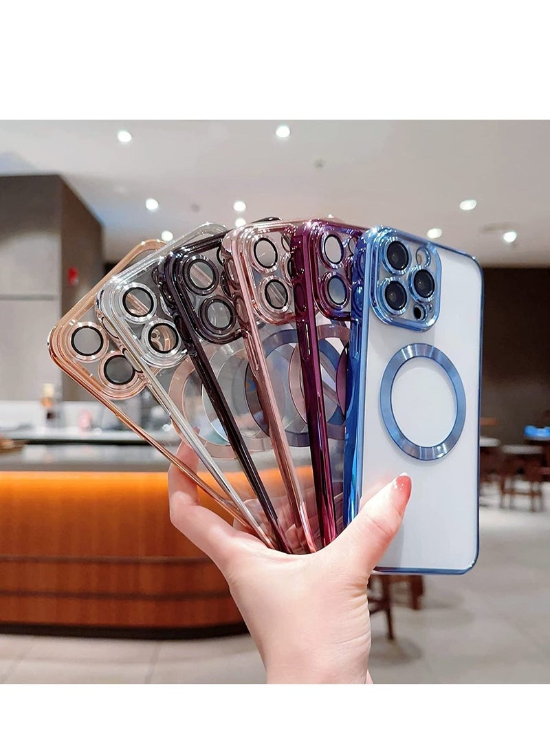 Raxoom Compatible with iPhone 14 Pro Max Case Magnetic with Full Camera Lens Protective,Electroplated Silicone Clear Shockproof Protective Case Cover 6.7 Inch (Dark Purple) - Image 3