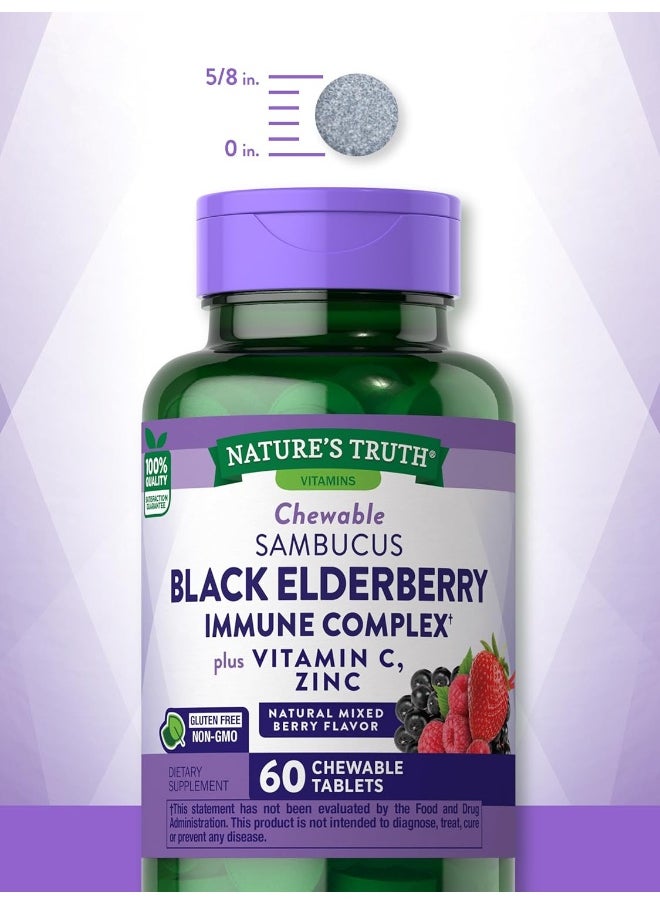 Nature's Truth Elderberry Immune Support | 60 Chewable Tablets | with Vitamin C and Zinc | Non GMO and Gluten Free Complex | Mixed Berry Flavor | by Nature's Truth  - Image 5