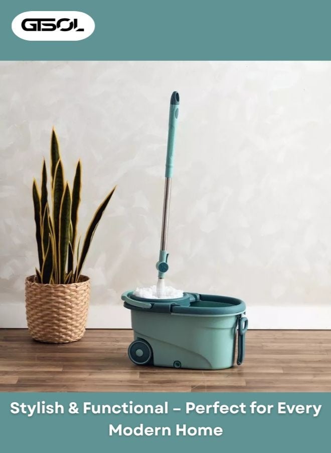 GTSOL Spin Mop and Bucket Set with 360° Rotating Head, Detachable Spinning Bucket with Wheels, Stainless Steel Telescopic Handle, 6L Large Capacity, Reusable Microfiber Mop Heads – Deep and Effortless Floor Cleaning on All Surfaces (Tile, Wood, Marble, Laminate) - Image 5