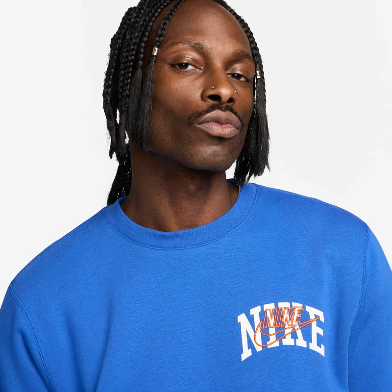 Nike Blue Men's Club Fleece Long-Sleeve Sweatshirt for Men | Best Price UAE